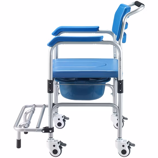 High Quality Height Adjustment Hydraulic Commode Wheel Chair Toilet Chair Seat for Elderly